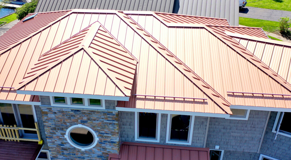 Standing seam metal roof in Copper Ten Raw Color