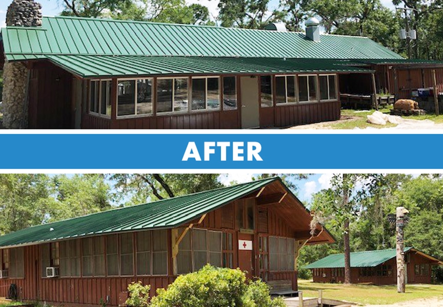 Florida Contractors Install Donated Metal Roof at Wallwood Scout Reservation: After