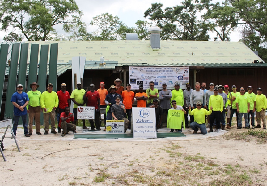 Florida Contractors Install Donated Metal Roof at Wallwood Scout Reservation: Contractors On Site