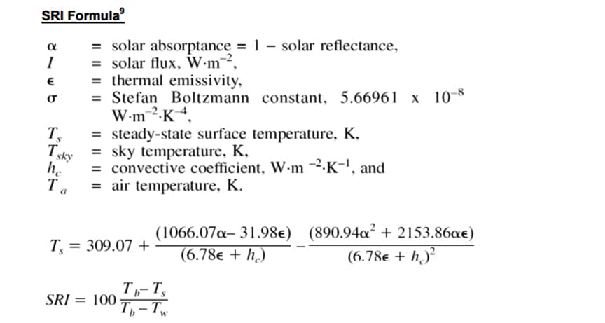 What is Cool Metal Roofing? Reflectance, Emissivity, SRI, & Cost Savings: SRI Formula