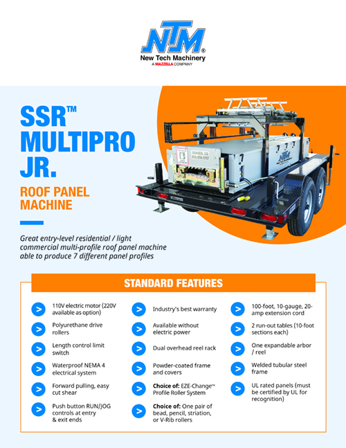 Metal Forming Machinery & Equipment: SSR MultiPro Jr. Roof Panel Machine