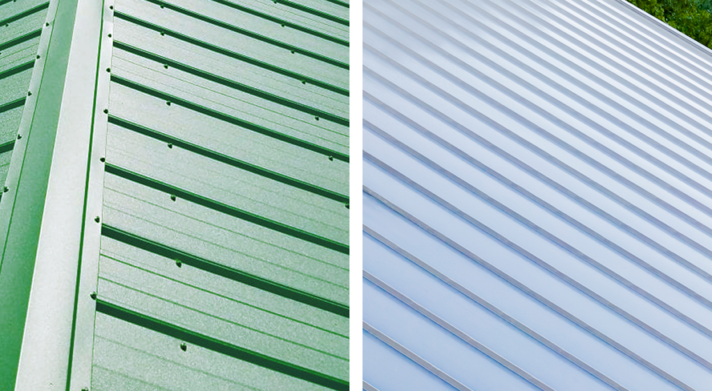 Exposed fastener roof compared to a standing seam metal roof. 