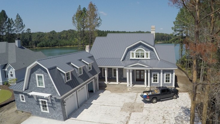 Charcoal Gray metal roofing system on a residential property or home