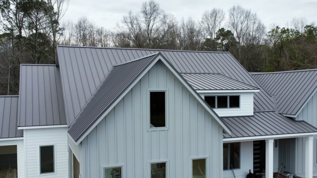 Metal roofing project in 26-gauge Dark Gray