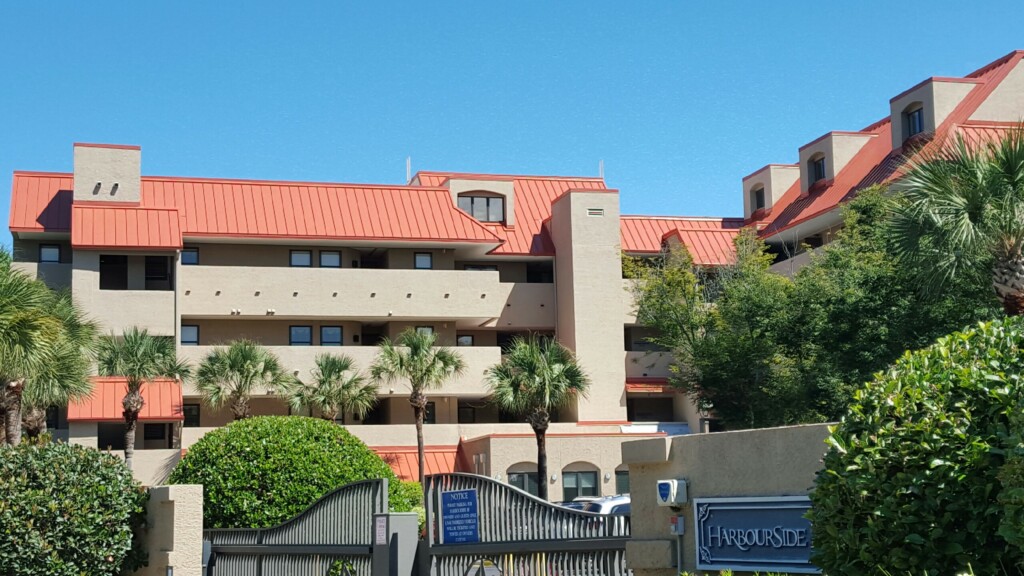 Terra Cotta standing seam metal roof on the Harbourside in Hilton Head, SC