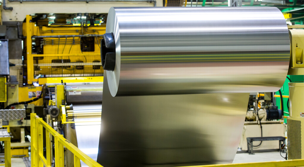 Unrolling of a metal coil at a paint coating line