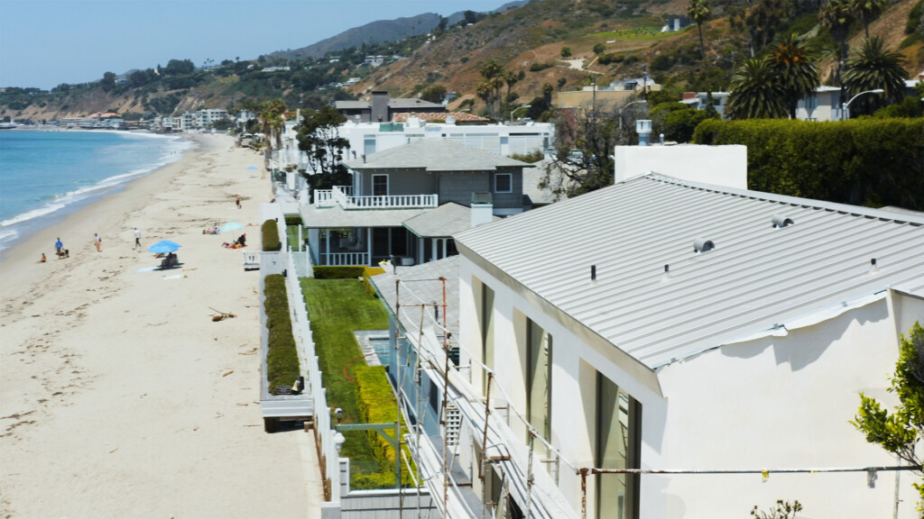 a standing seam metal roof on the coastline of California