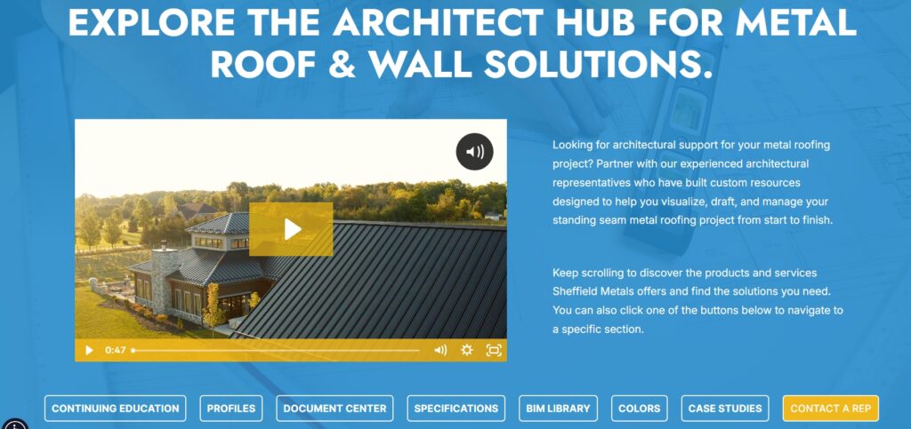 Screenshot of Sheffield Metals Architect Hub