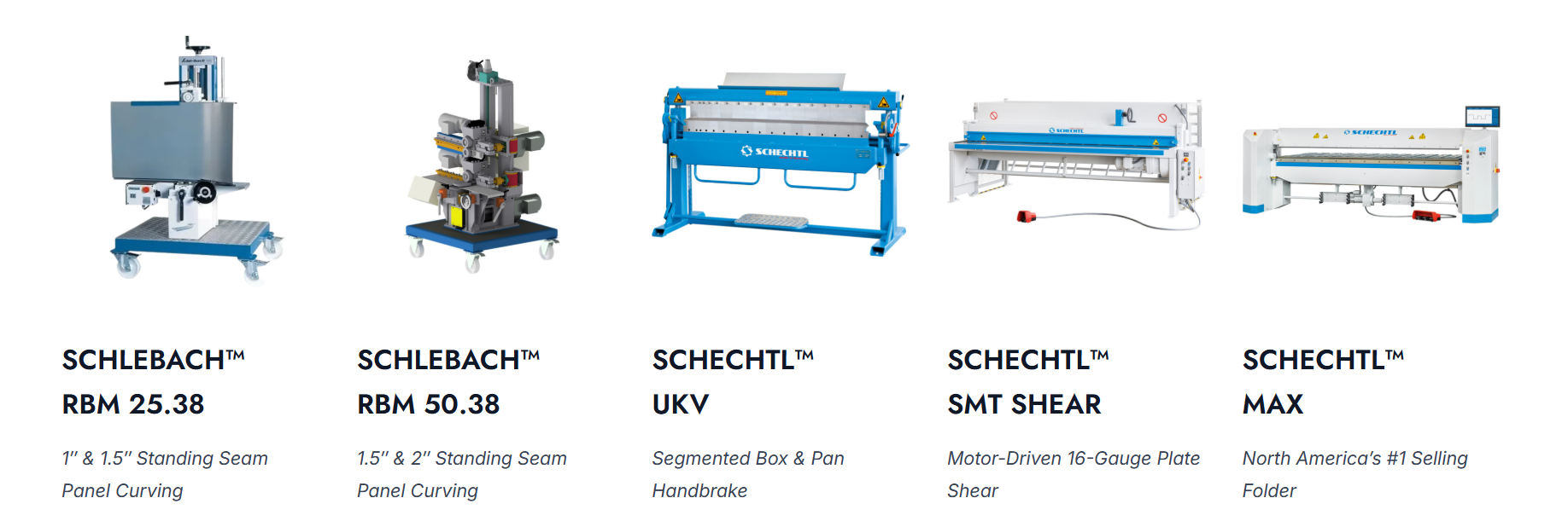 An image showcasing Schechtl brakes, shears, and curvers 