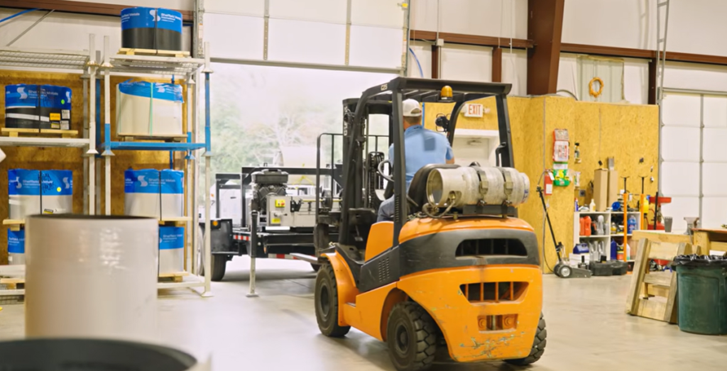 A New Tech portable rollforming machine in a sheffield metals branch